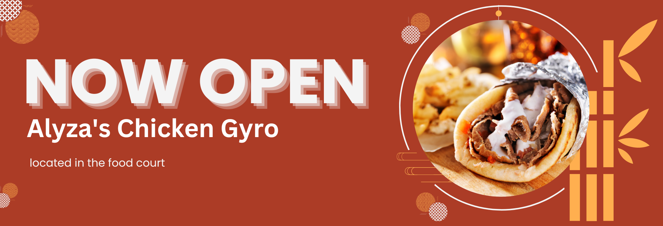 Now Open Alyza's chicken Gyro